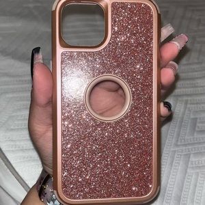 Sparkly pink glitter iPhone 13 case
